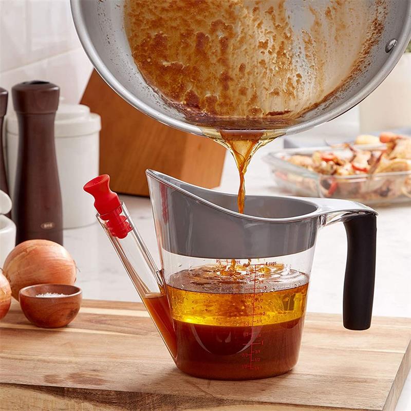 Buenos agarres multifuncionales con separador de grasa salsa taza de medición despertar olla de carne sopa colección herramientas de cocina
