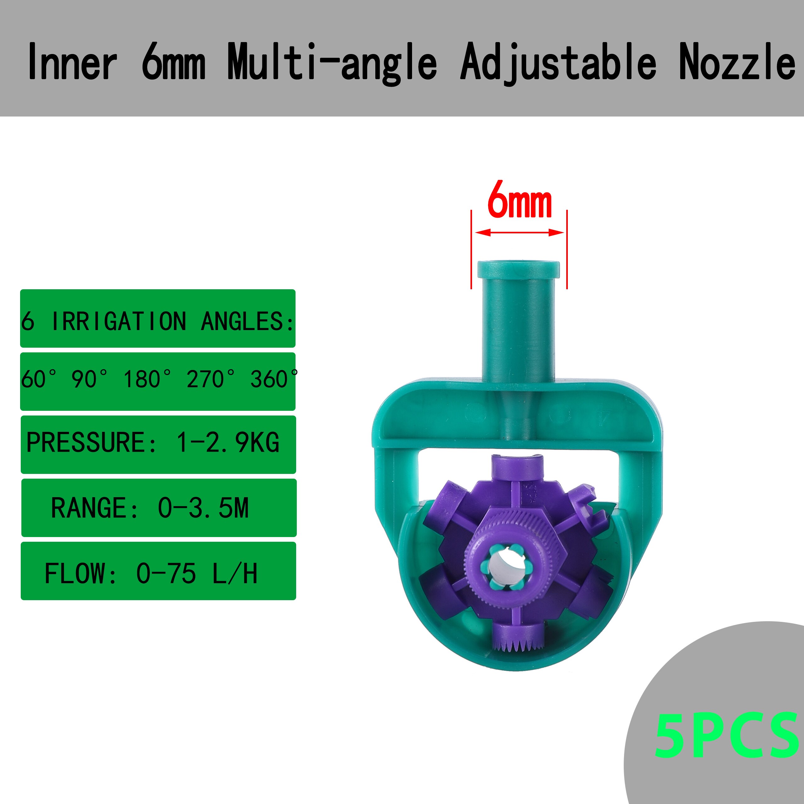 5PCS Garden Irrigation Pipe Fittings Home Garden Irrigation Multi-Angle Adjustable Sprinkler Greenhouse Agriculture Watering Kit