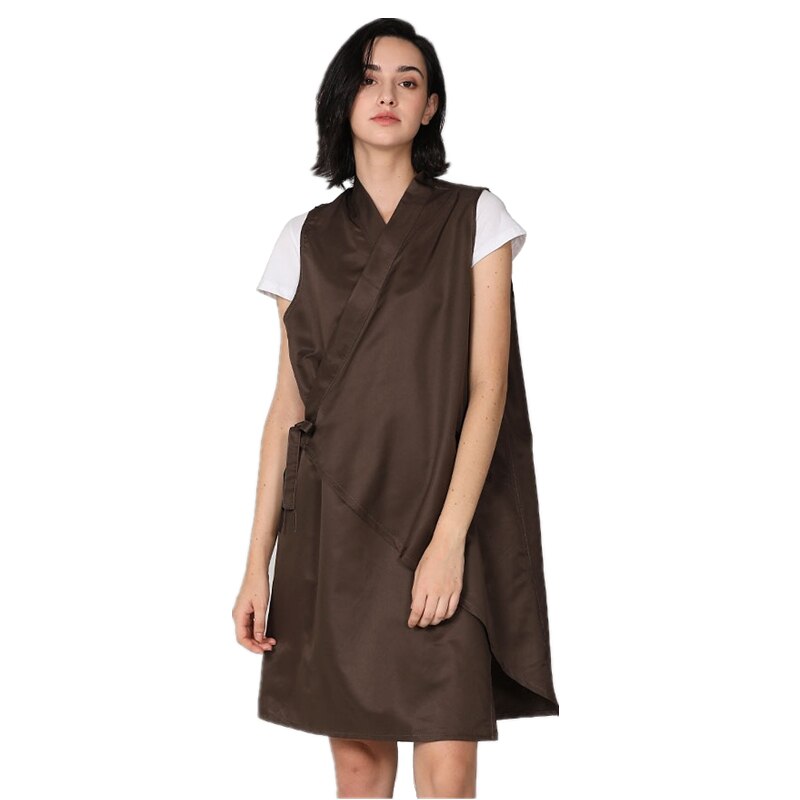Salon Profession Hairdresser Waterproof Non-Stick Hair Work Apron Barber Assistant Coffee Nail Shop Work Clothes Apron: WQ028-Brown