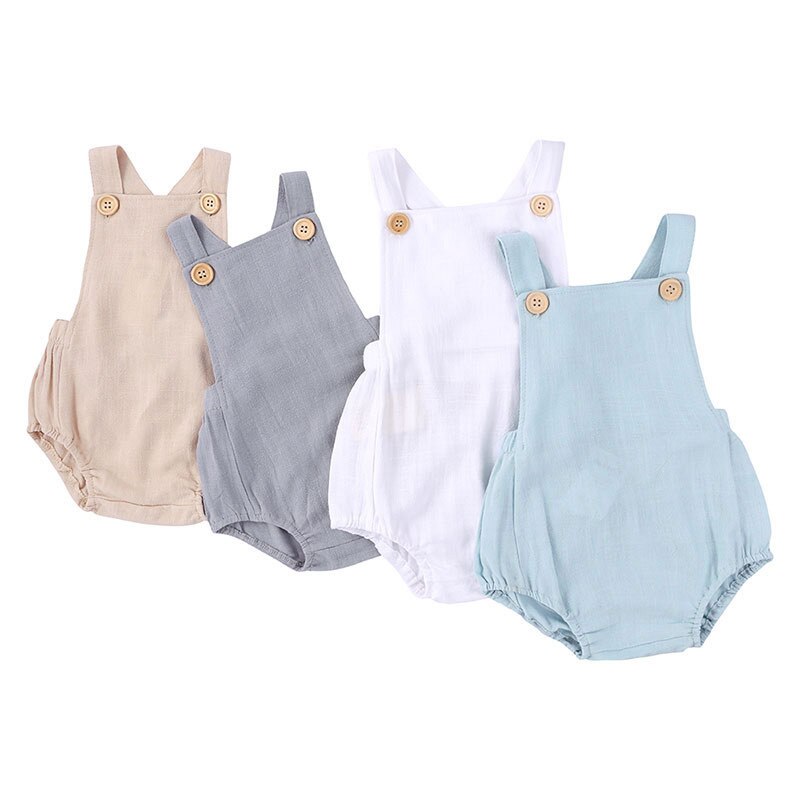 Ropa de verano para bebés y niñas, ropa de Color sólido para recién nacidos, monos de algodón sin mangas con cuello cuadrado, ropa para bebés de 0 a 24 meses