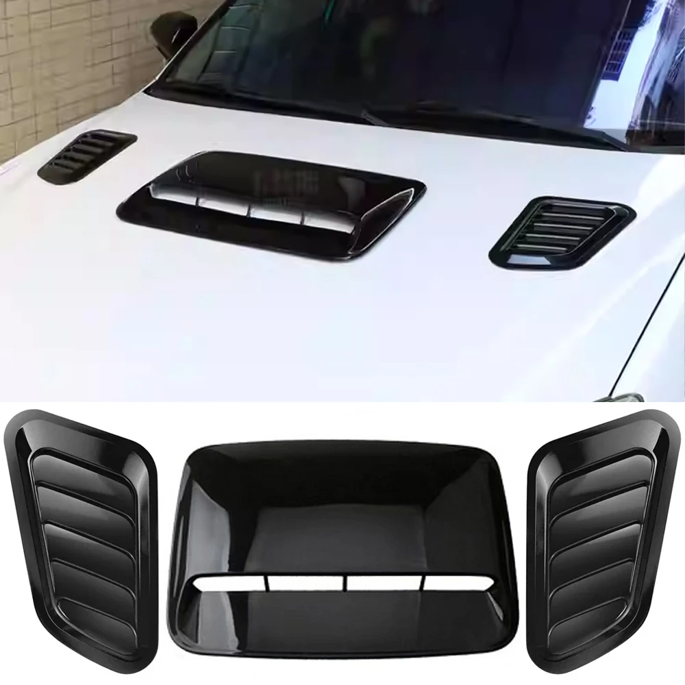 ABS Universal Car Air Flow Intake Hood Scoop Vent Bonnet Decor Cover Center Side Air Outlet Tuning Hood Auto Exterior Accessory: Silver