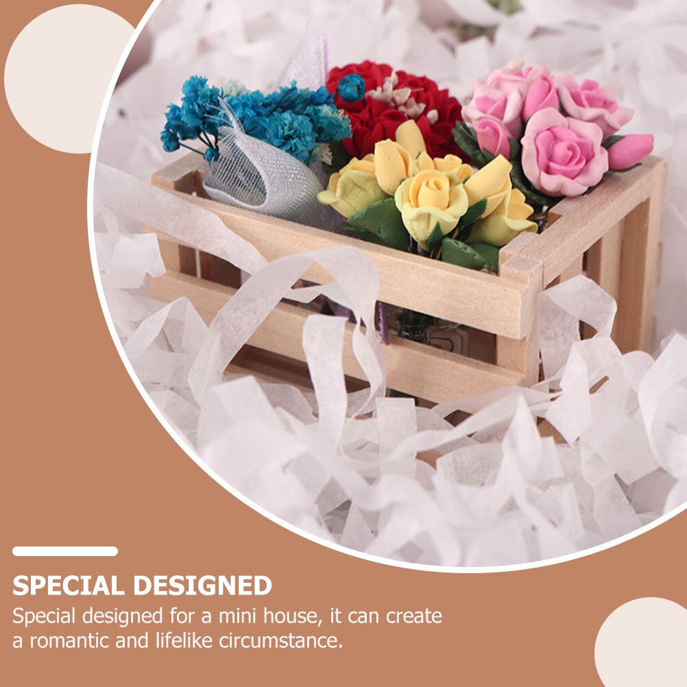 2Pcs Miniature Storage Box Model Kids Wooden Basket House Life Props