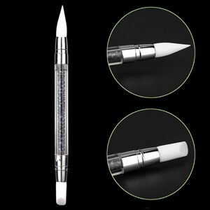 Pincel de silicona suave para decoración de uñas, pluma de pintura de goma de doble cabeza con taladro, para tallado hueco, 1 ud.: Black