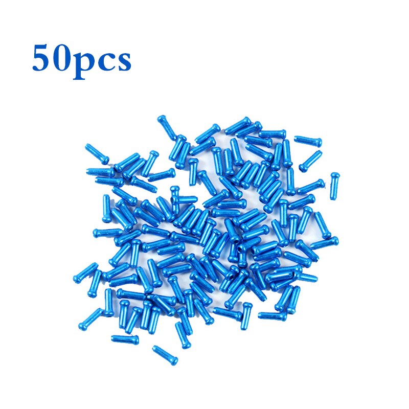 Puntas de Cable interno para palanca de cambios de bicicleta, accesorios de aluminio para bici de montaña, 50 piezas: blue  50pcs