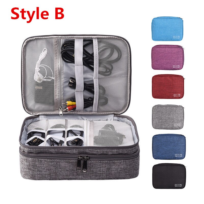 Electronics Organizer Bag - Portable Digital USB Gadget Case - Travel Charger Holder