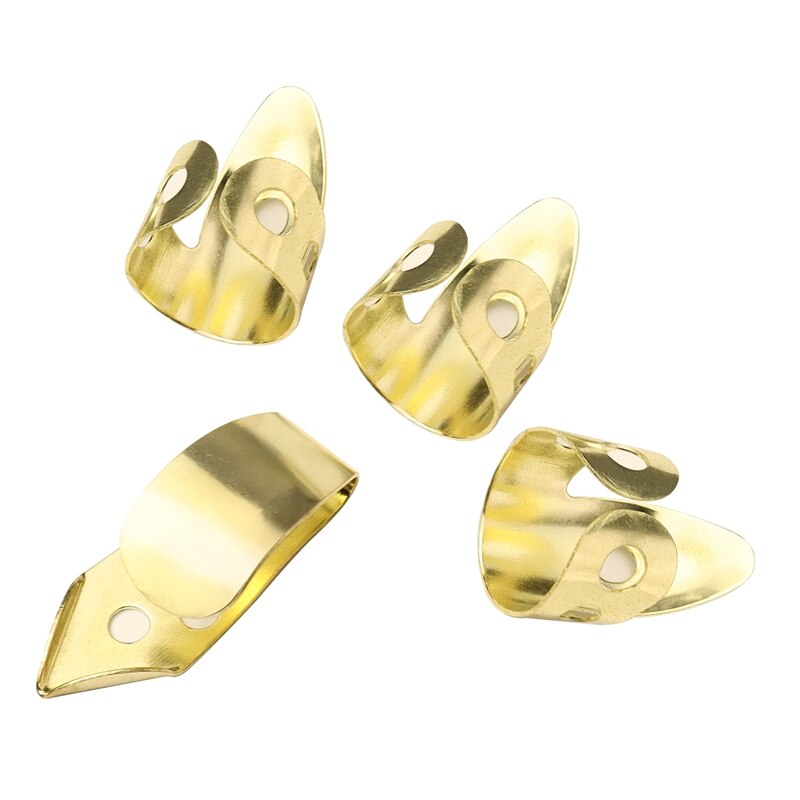 Guitar Finger Picks 3 Index Fingers + 1 Thumb Adjustable Metal Banjo Fingerstyle Pick Finger Protector: Default Title