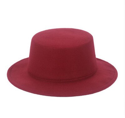 Vintage mænd kvinder hårdt filt hat bred randen fedora trilby panama hat gangster sort rød kasket: Rødvin