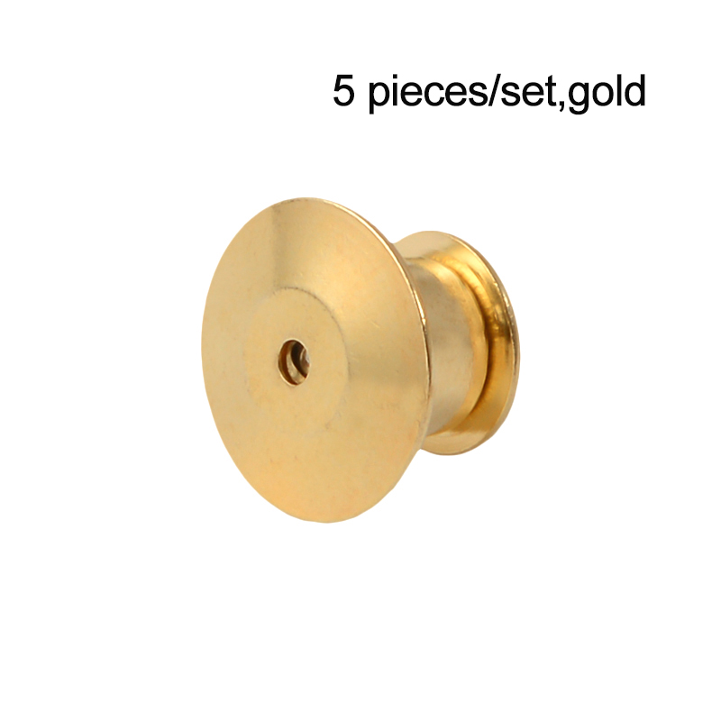 5~10 pieces/set Silvercolor Brooch Pin Back Locking Keepers Secure Locking Clutch Deluxe Pin BacK Badge Pendants for DIY Jewelry: 5 pieces-gold