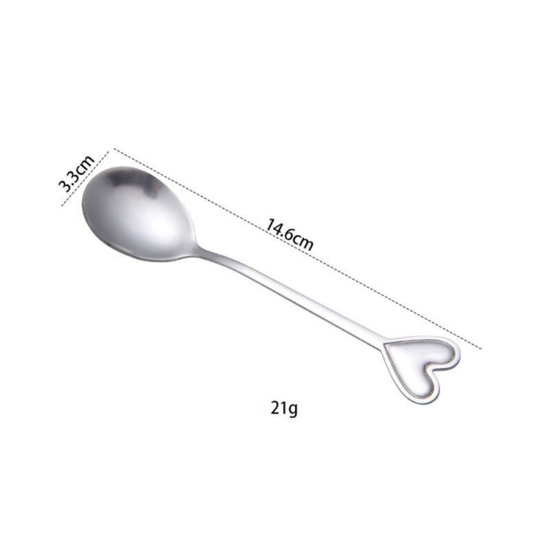 2pz in Acciaio Inox a Forma di Cuore Cucchiaio di Caffè Cucina dolce Zucchero Mescolando Cucchiai Cucchiaino Piatti E Posateria di san valentino Regalo di Giorno: Di Colore Giallo chiaro
