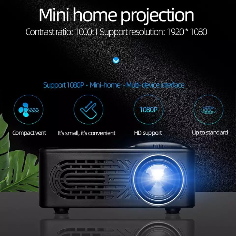 HD1080 Mini Battery Projector LCD LED Portable Projector Home Theatre Cinema LED USB Kids Child Video Media Player Portable