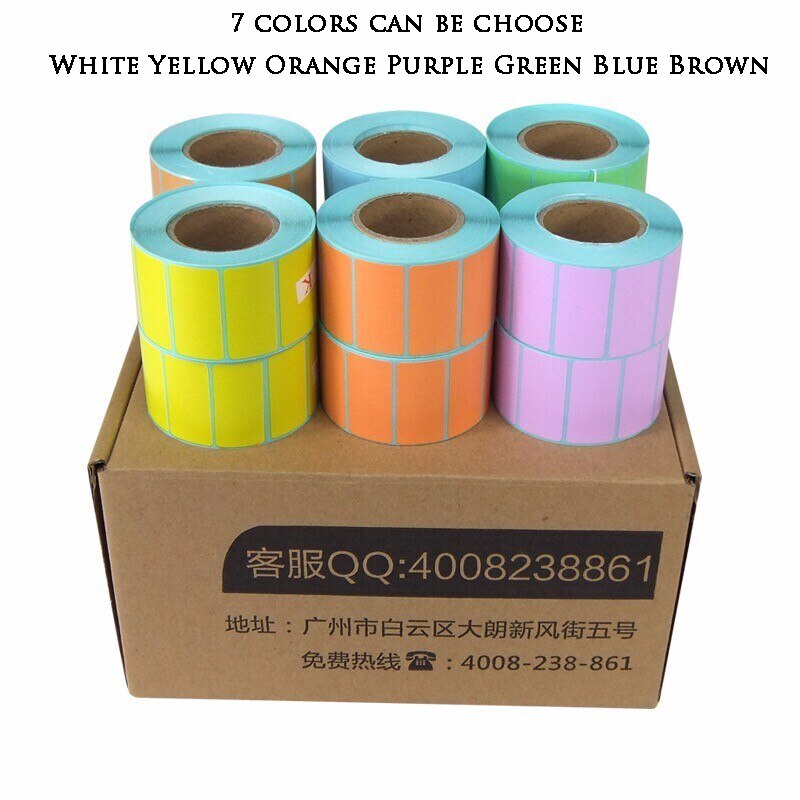 Rouleaux d'étiquettes thermiques directes, 40mm x 20mm (1000 autocollants), 7 couleurs disponibles, autocollants vierges imprimés