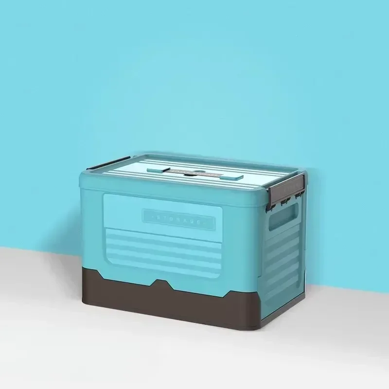 ﻿ Aufbewahrungsbox mit Deckel, faltbar, großes Fassungsvermögen, große Kleinigkeiten, Kleidungsbehälter, Outdoor, Kunststoff, Campinghalter, Haushaltsbox: Blau