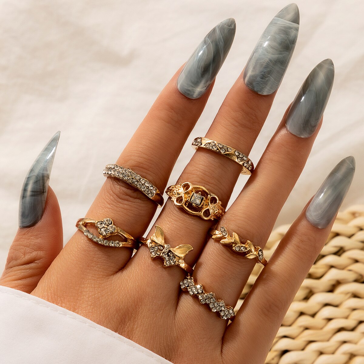 matching rings for women gold plated jewelry snake ring set anillo bague femme anillos slytherin emo accessories: 7