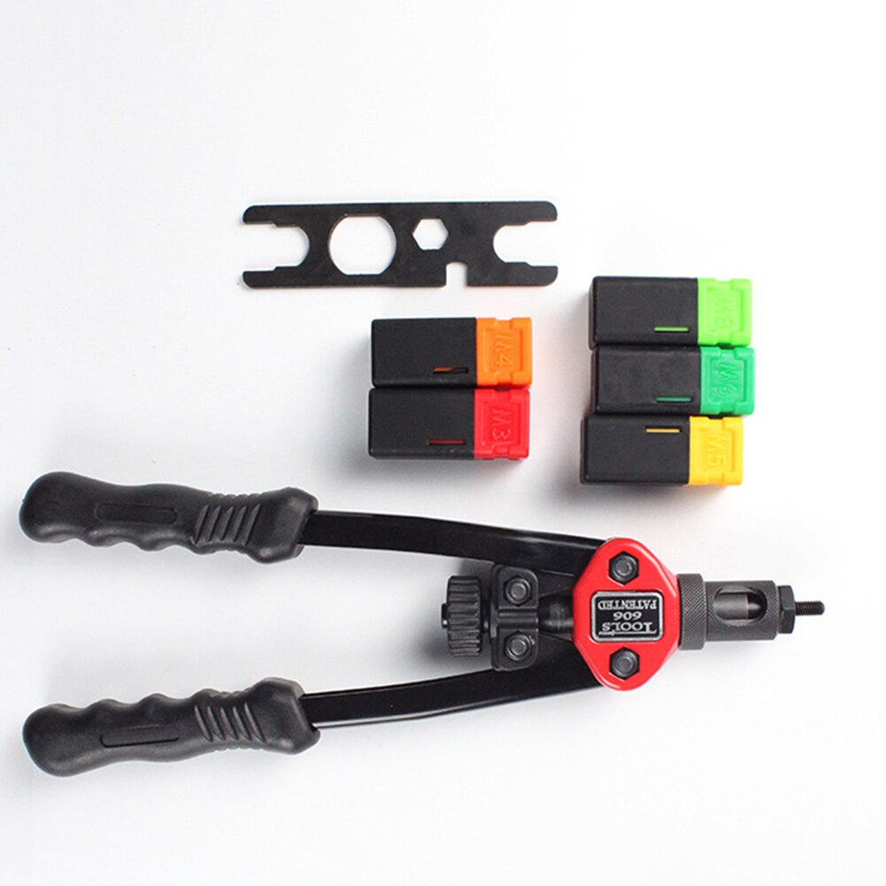 Hand Threaded Rivet Nuts parts with Nuts 605 606 Double Insert Manual Riveter Riveting Rivnut Tool for M3/M4/M5/M6/M8/M10 Nut