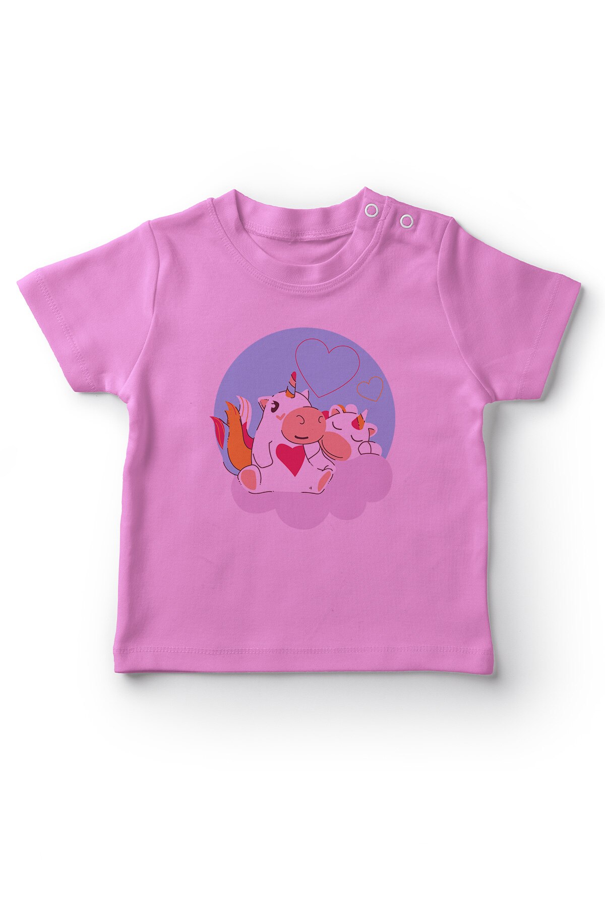 Angemiel babywolken op een schattig eenhoornmeisje baby t-shirt roze
