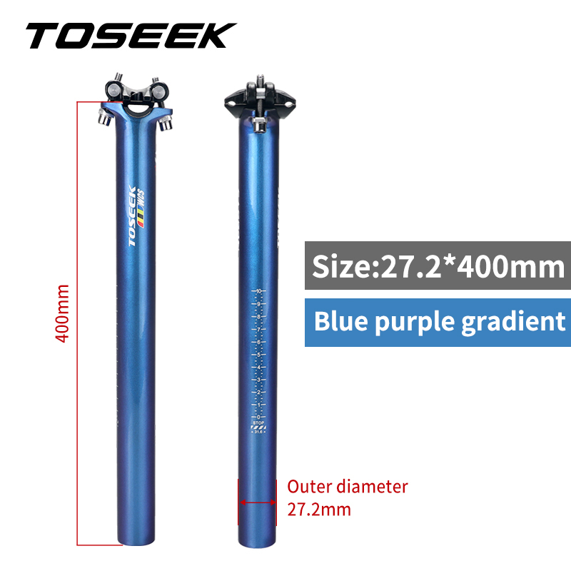 TOSEEK Carbon Seatpost dazzle Blue to purple Mtb Seatpost Offset 0mm Bike Seatpost Carbon 27.2/30.8/31.6mm Bicycle Seat Post: wcs-272-400mm