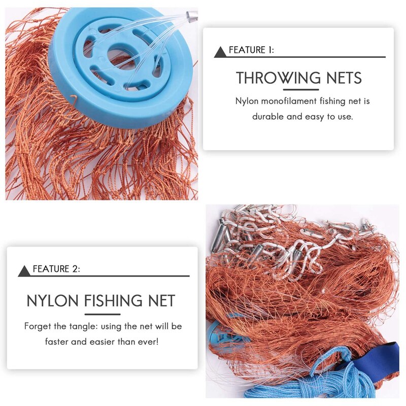 Red de pesca para actividades al aire libre, red de pesca para lanzar a mano, red para peces y camarones