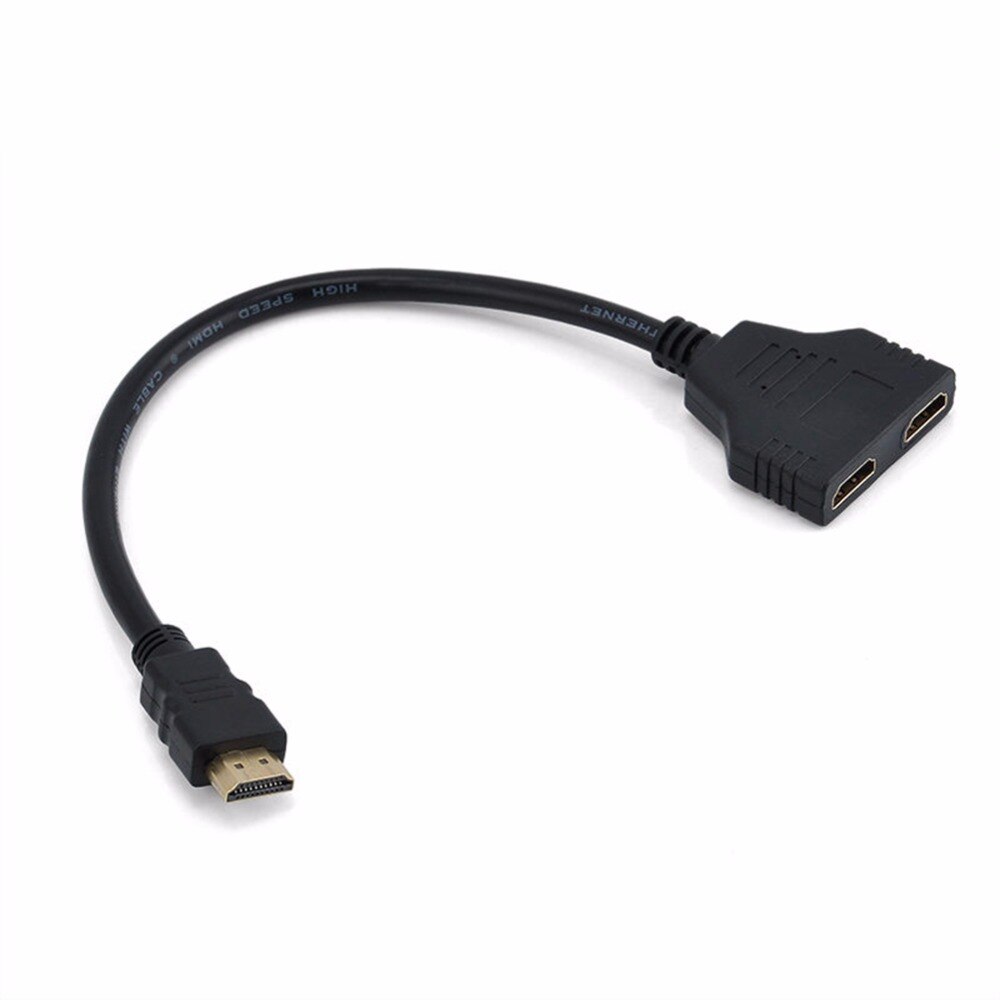 1PC HDMI 2 Dual Port Y Splitter 1080P HDMI v1.4 Male To Double Female Adapter Cable 1 In 2 Out HDMI Converter Connect Cable Cord