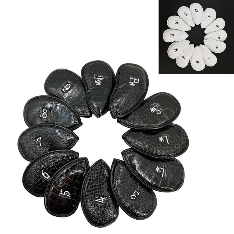 12pcs PU Golf Club Cap Exquisite Protector Iron Head Cover Set Sports Accessories