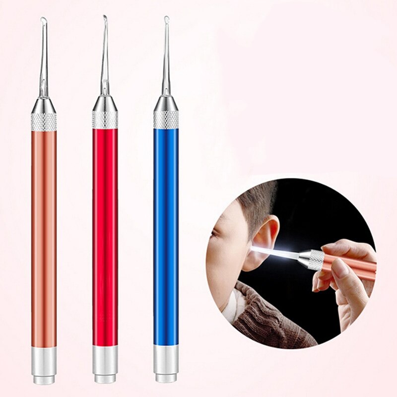 Limpiador de orejas eléctrico con pilas de Color aleatorio limpiador de oídos iluminado eliminación de cera palillo de oreja para niños cureta de oreja doméstica