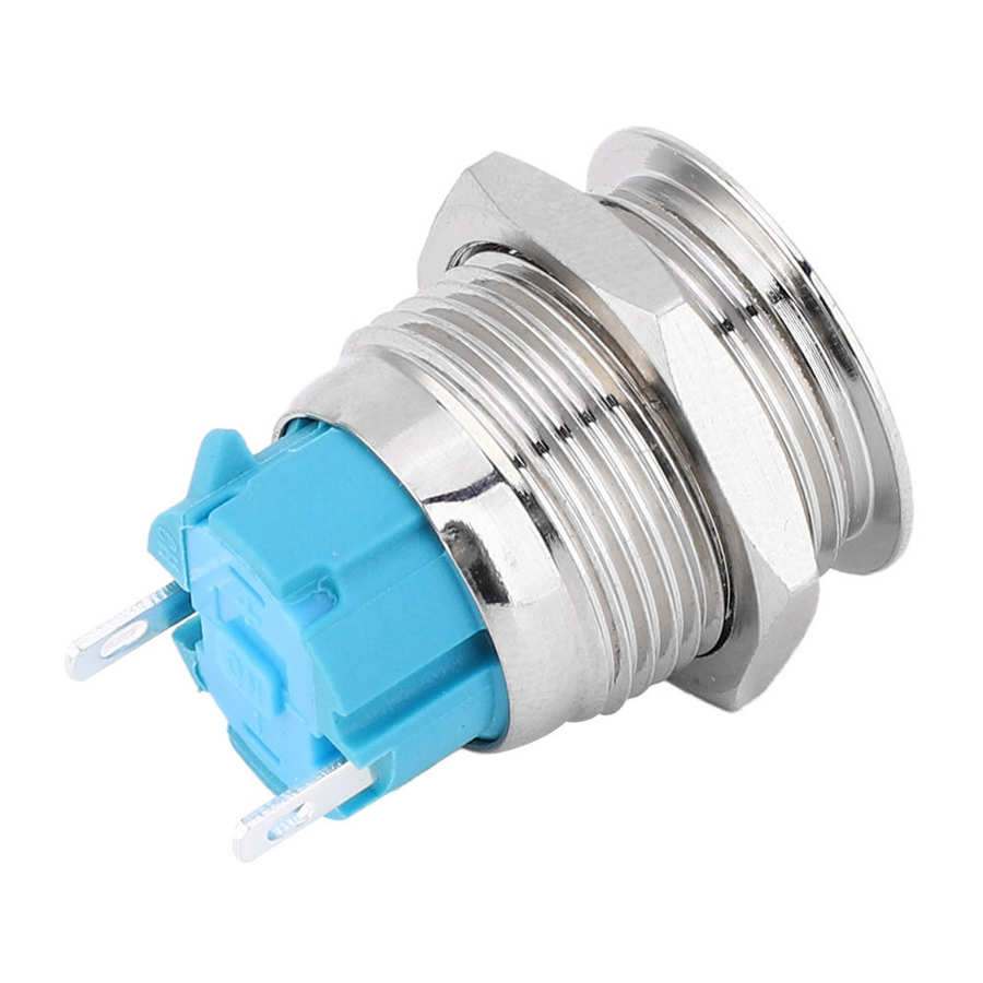 5pcs 16mm 12V 2 Pin Push Button Power Switch Momentary Metal Waterproof