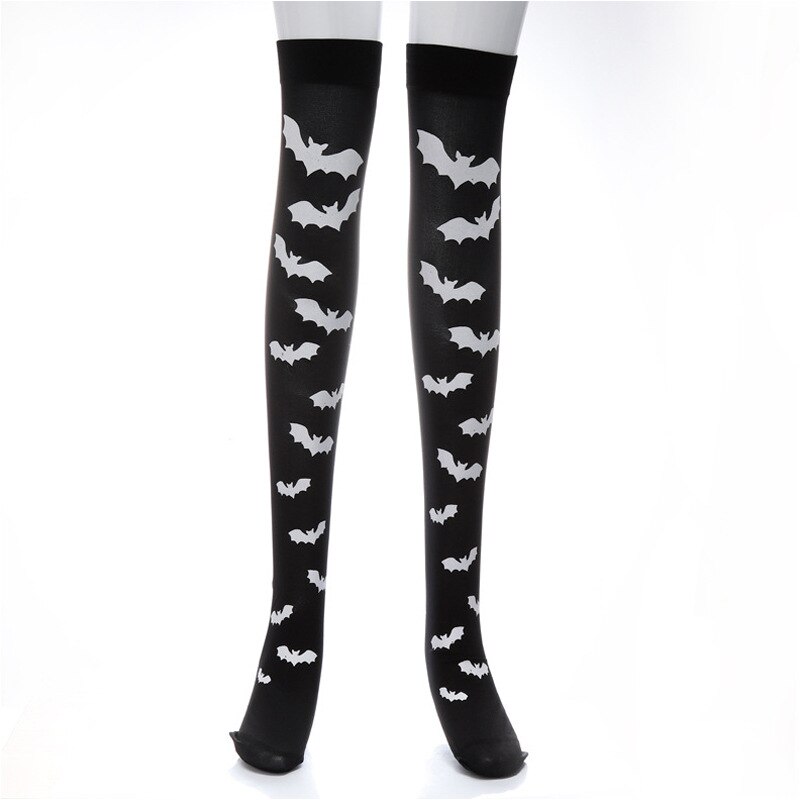 Chaussettes respirantes amusantes pour femmes, Cosplay Halloween, créativité japonaise, bas d&#39;infirmière des os, sang au dessus du genou, en Nylon et velours, Sukka: bat