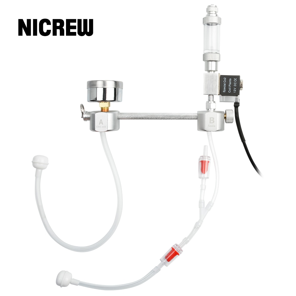 NICREW-sistema regulador de CO2 para acuario, Kit de difusor de co2 con válvula, atomizador de burbujas, solenoide, tanque de peces para plantas acuac, DIY