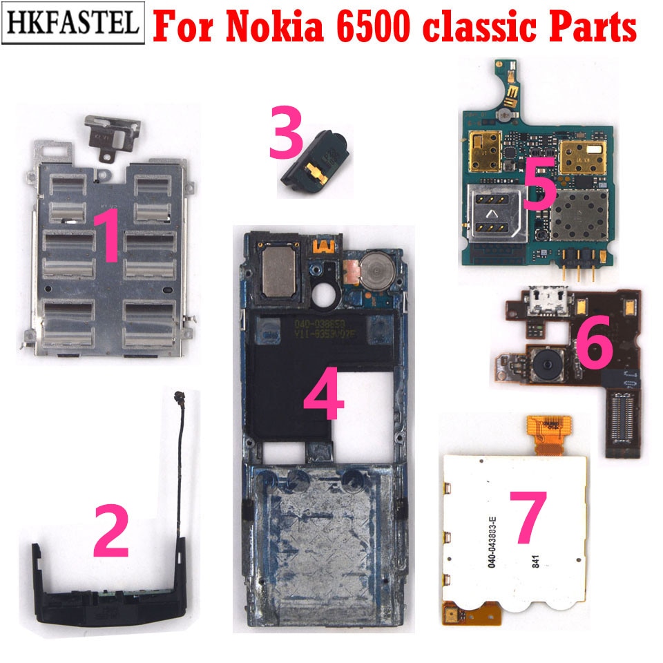 Para Nokia 6500c clásico 6500 teléfono móvil placa marco medio vivienda receptor altavoz de la cámara de carga flex teclado