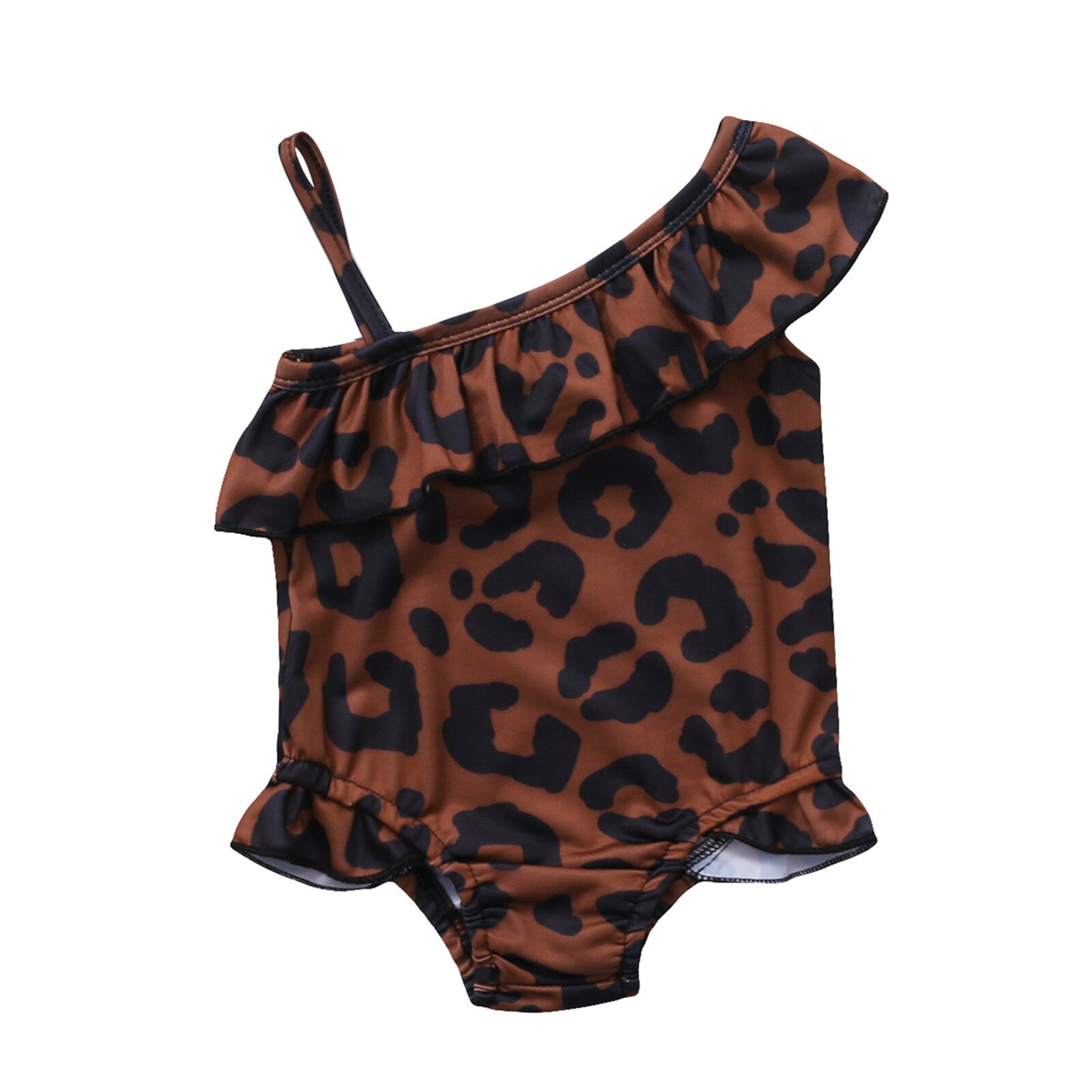 Toddler Baby Girls Swimsuit Cute One Piece Leopard Printed Ruffles Bikini Children Summeswimwear Trajes De Bano Para Ninas: 12-18 Months
