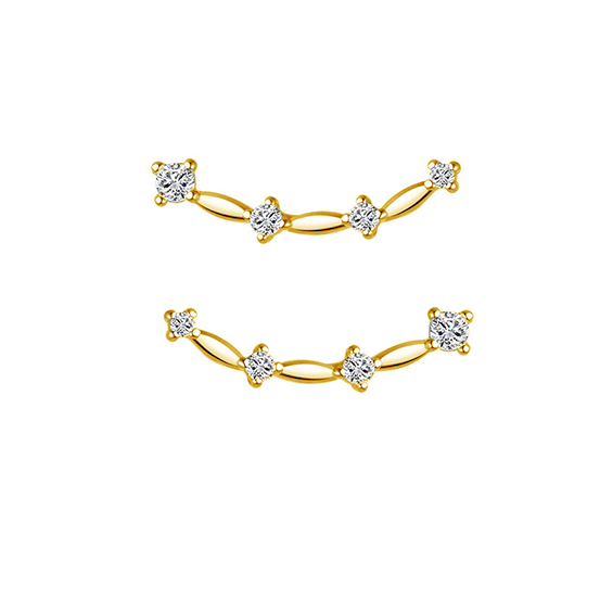 Inzatt Real 925 Sterling Zilver Zirkoon Lijn Arc 18K Gold Stud Oorbellen Voor Vrouwen Trendy Fijne Sieraden Minimalistische Accessoires: EY4617G