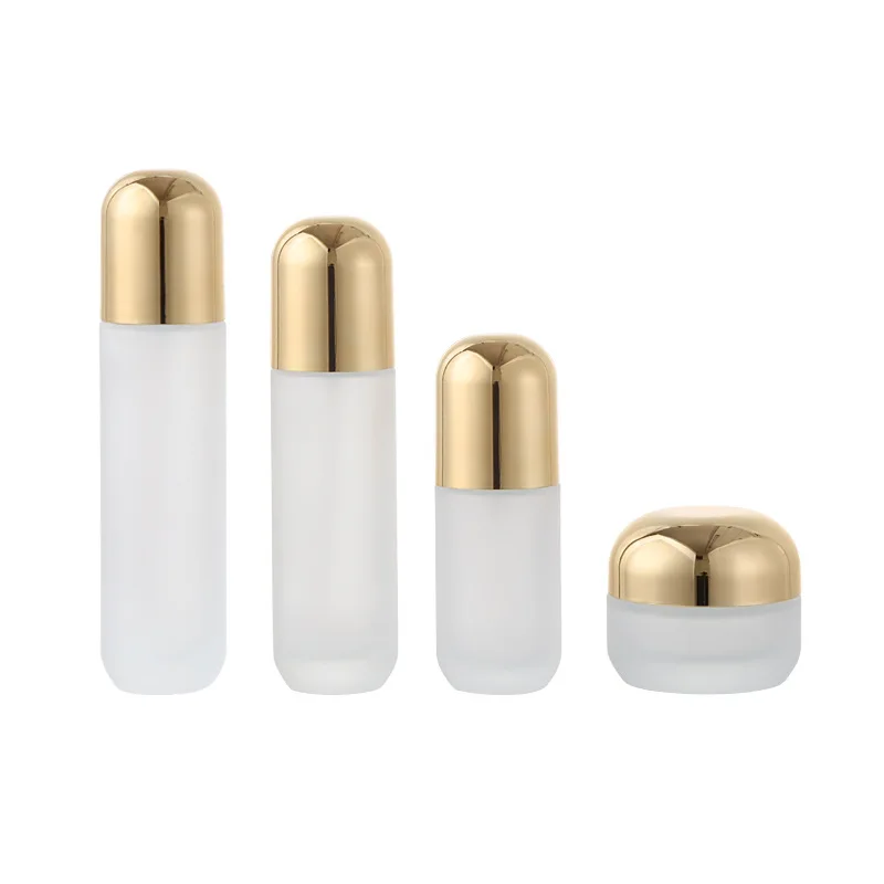 High-end Frosted Glass Cosmetic Bottle Face Cream Jar Spray / Lotion Bottle Skin Care Cosmetic Container Set Bottle