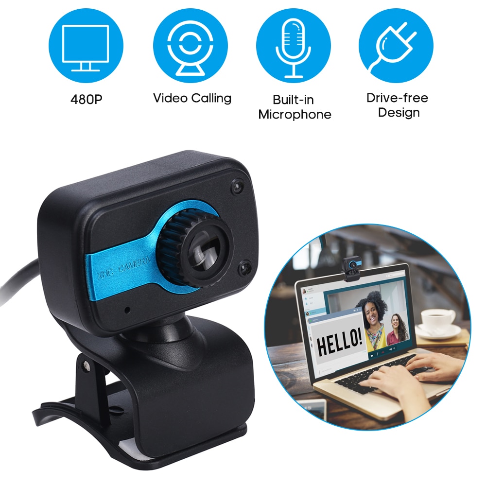 High Definition Web Cam with Built-in Microphone 360 Degree Rotation for Online Studying Meeting Calling Camera Video Webcam