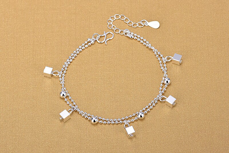 Everoyal Mode Vierkante Zilveren Armbanden Voor Vrouwen Sieraden Trendy Zilver 925 Meisjes Enkelbandje Sieraden Vrouwelijke Minnaar