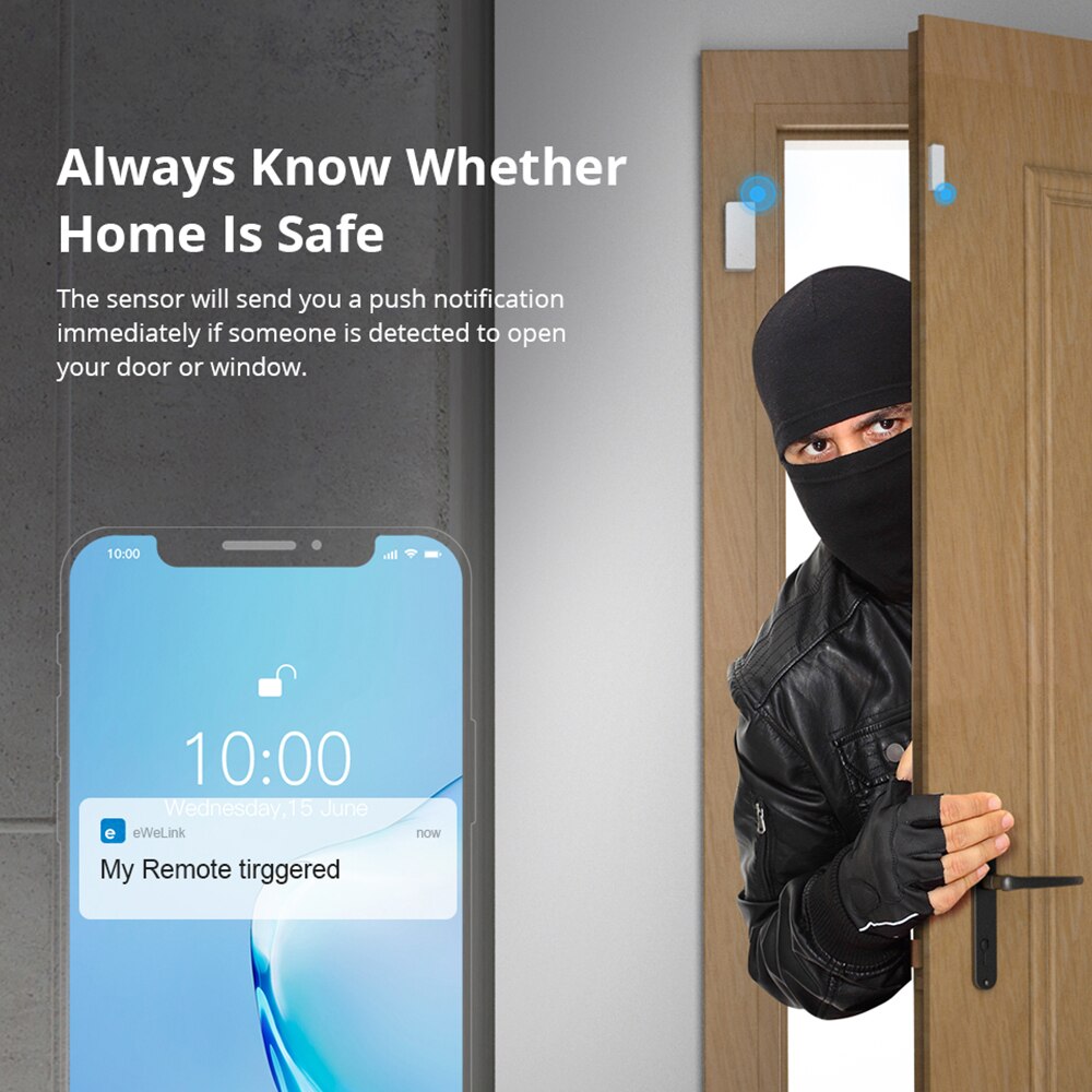 SONOFF DW2 RF 433Mhz Wireless Door Window Sensor App Notification Alerts For Smart Home Security Alarm Works SONOFF RF Bridge