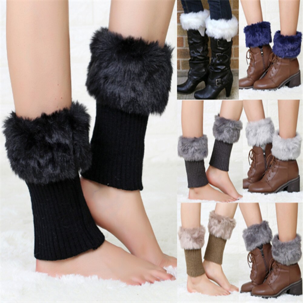 Jambières d&#39;hiver tricotées pour femmes, bottes en fourrure, jambières ST001