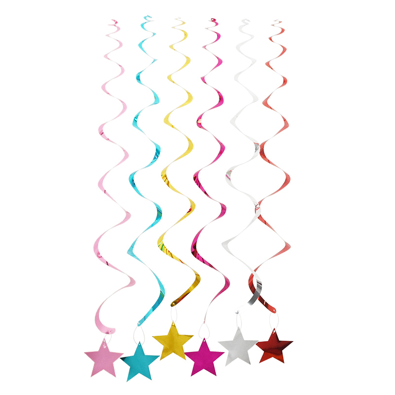 1 set pvc grattis på födelsedagen stjärnor spiral virvel tak hänge dekor bröllop hängande girlanger bunting party födelsedag tillbehör
