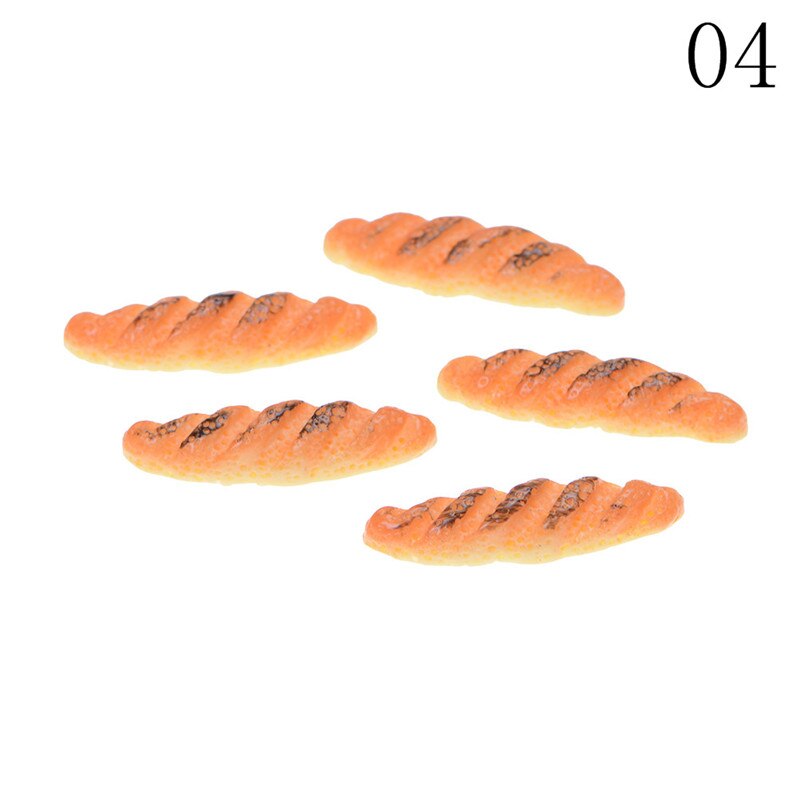 6 stk / sæt køkkenlegetøj stripe brød med kurv miniaturemodeller fordoll house 1/12 simulering af brød foregive legetøj: 5 stk