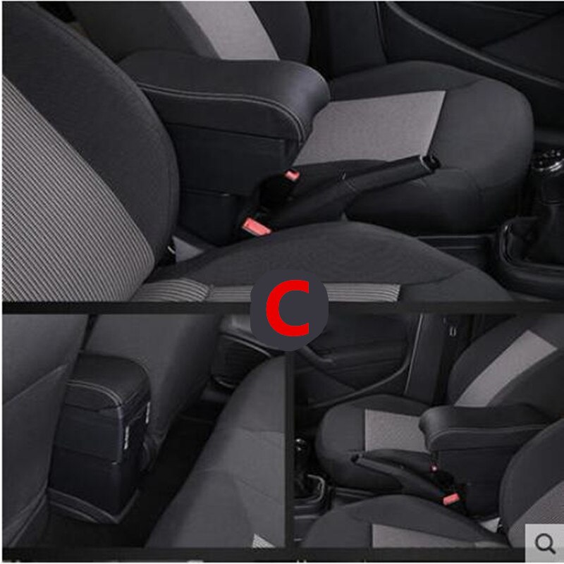 Boîte accoudoir pour PEUGEOT 206 207, accessoires intérieurs, rangement central entre les sièges de voiture: C Black white line
