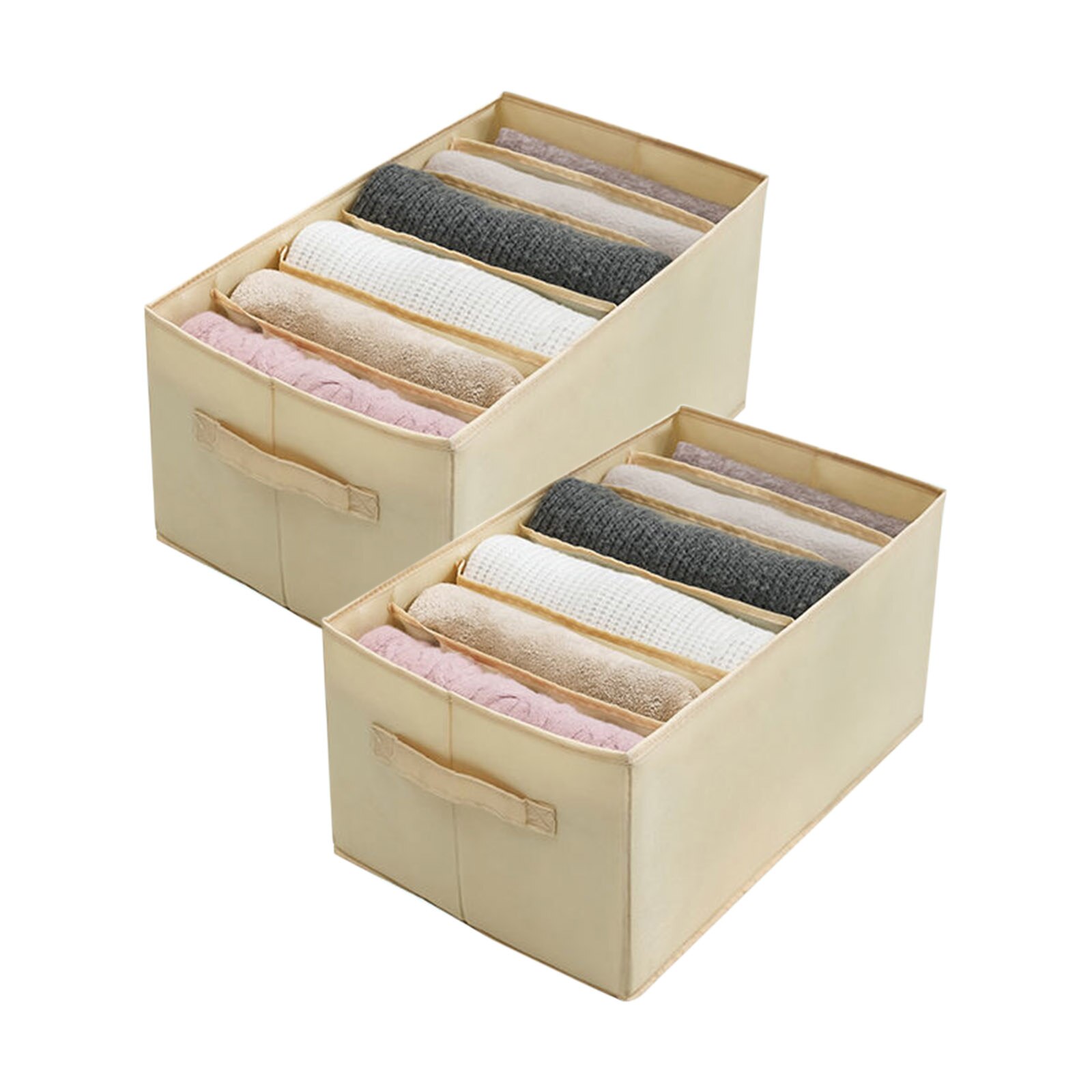 2PCS Wardrobe Clothes Drawer Storage Organizer Clothing 6 Grids Washable Foldable Closet Divider Laundry Underwear Cabinet Box: 2PC mud 23x44x22cm