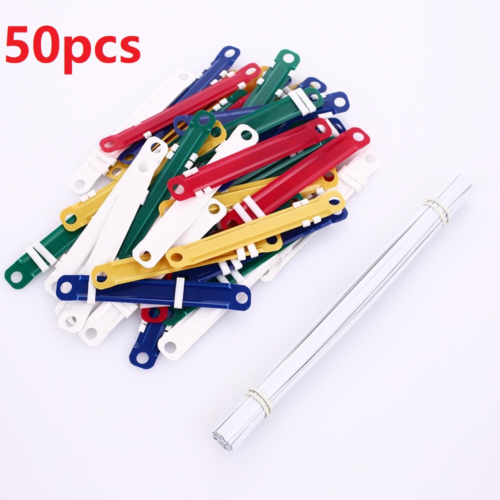 2 Holes 50pcs/Set Plastic Binding Two-Piece Paper Fastener Document Paper Fasteners Practical School Supplies