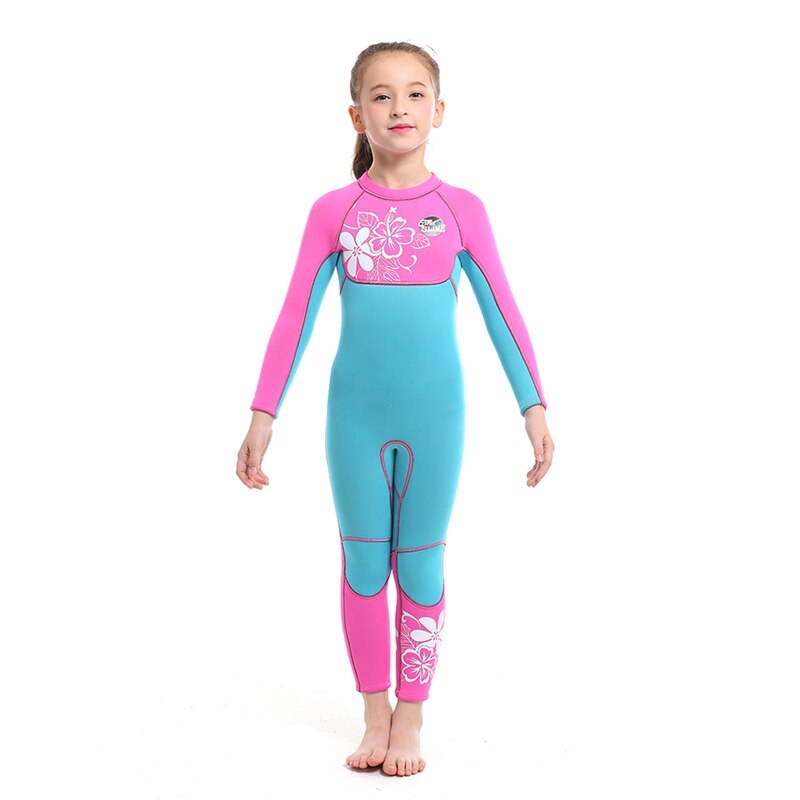 Kinderen meisjes badpak zwemmen kinderen lange mouwen eendelig zonnescherm thermisch 3mm badpak zwemmen duiken surfpak