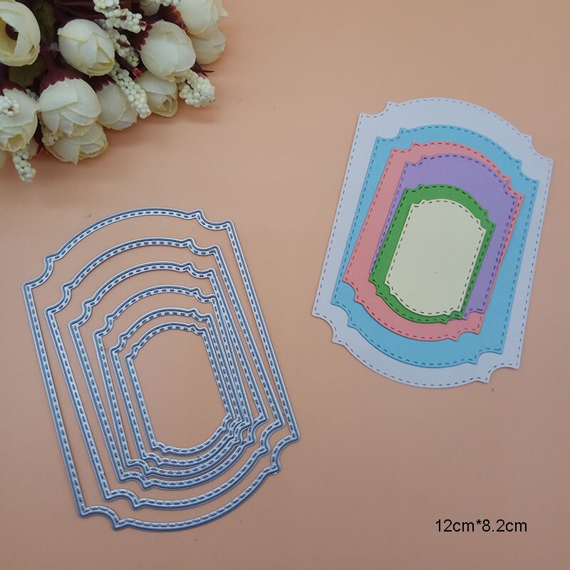 Pesimämuotti kampasimpukka ommeltu suorakulmio soikea tähti neliömerkki etiketti ympyräkehys metallinleikkausmuotit joulukorttiin: Epäsäännöllinen suorakulmio