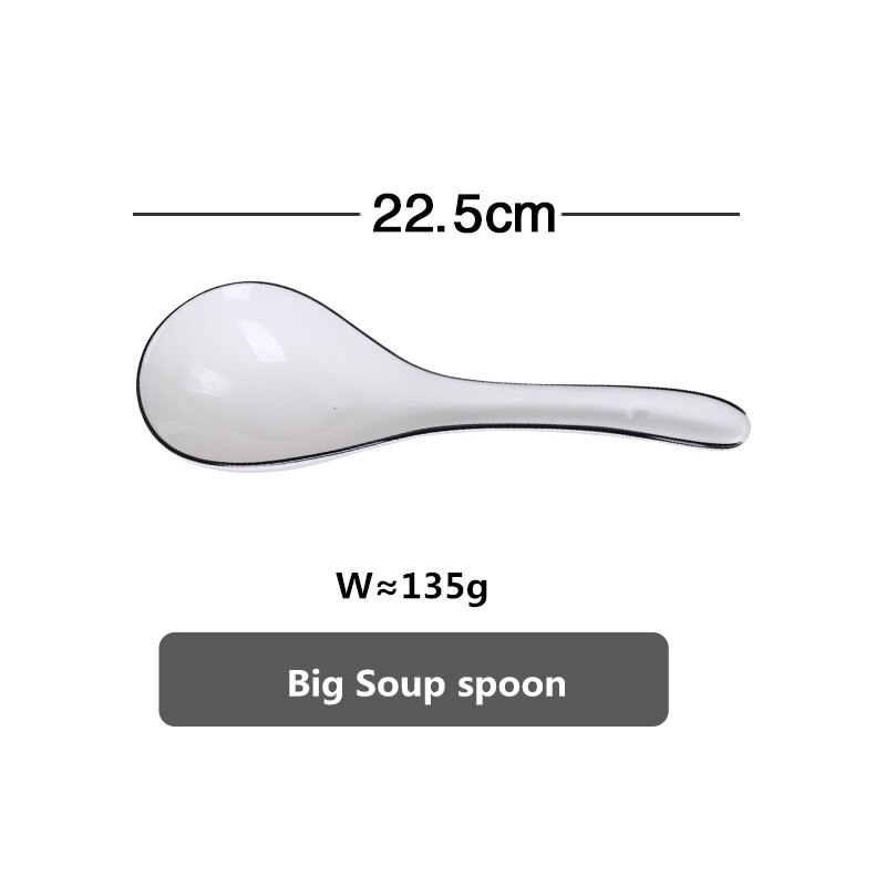 White Dinner Plate Set Ceramic Kitchen Plate Tableware Set Food Dishes Rice Salad Noodles Bowl Soup Kitchen Cook Tool 1pc: Big Spoon