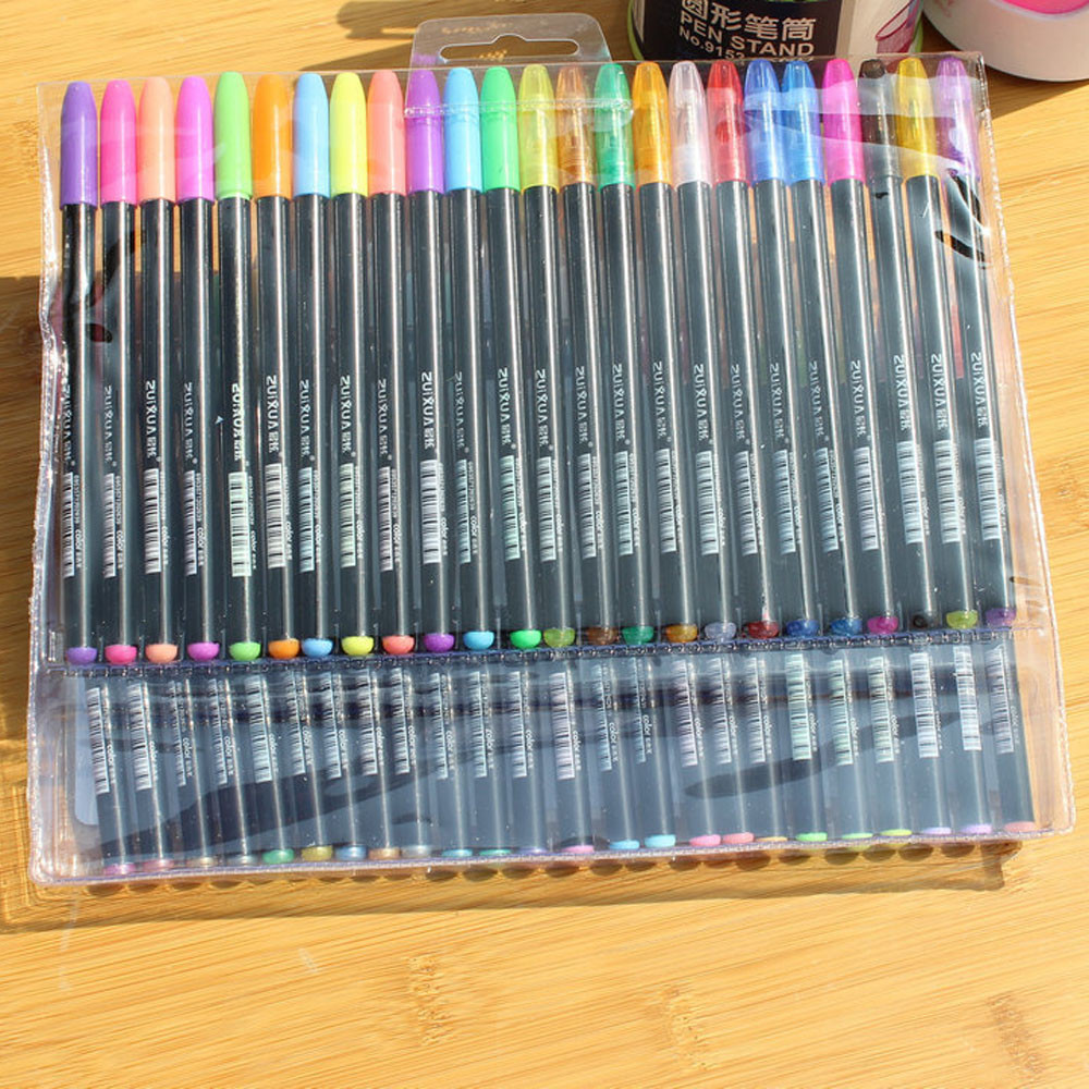 48 farver gel penne sæt farve glitter metalliske penne til børn studerende tegning papirvarer skole kontorartikler værktøj
