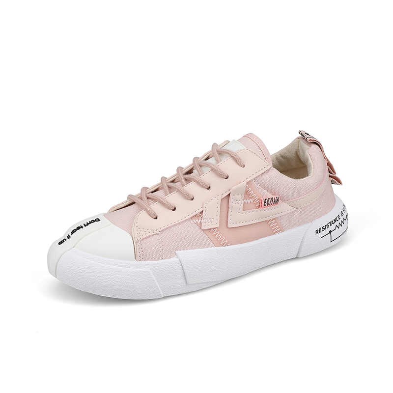 WWKK Leinwand Schuhe Frau Herbst Neue Wandern Frauen Schuhe Casual Wohnungen Frauen Lace Up Solide Weibliche Sport Schuhe turnschuhe: Rosa / 35