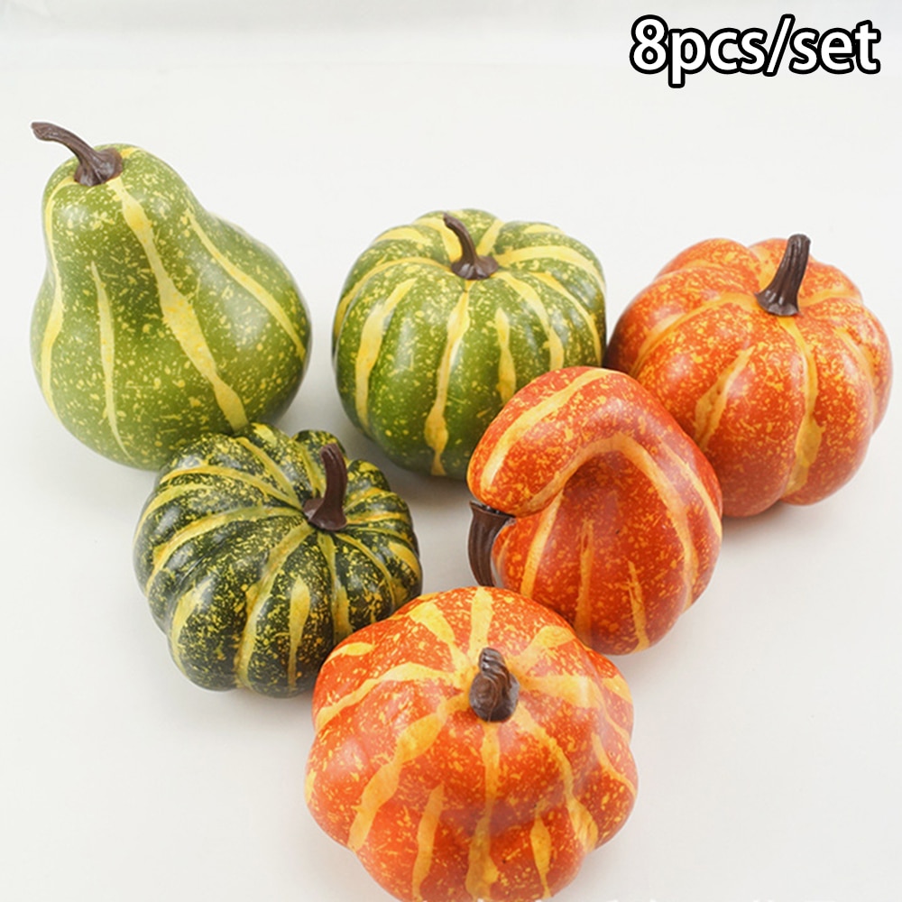 8 Uds. Decoración otoño calabazas cosecha Props otoño cosecha decoraciones Props Artificial Mini calabaza bayas de arce
