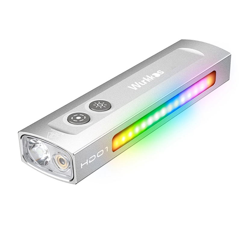 Wurkkos nueva linterna multifuncional HD01 1200 LM con luz verde luz blanca 90CRI luces laterales RGB IP65 impermeable senderismo: Blanco