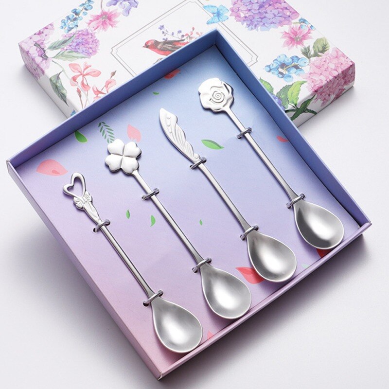 Tea Coffee Mixing Spoon Gold Spoon Long Handle Dessert Stainless Steel Vintage Teaspoons Drink Tableware Unique Shape