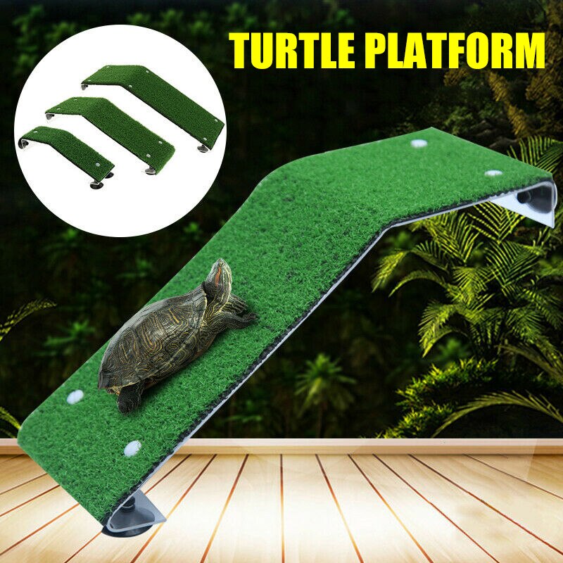 Turtle Basking Platform Tortoise Ramp Reptile Tank Ladder Resting Terrace Simulation Lawn Platform LBShipping