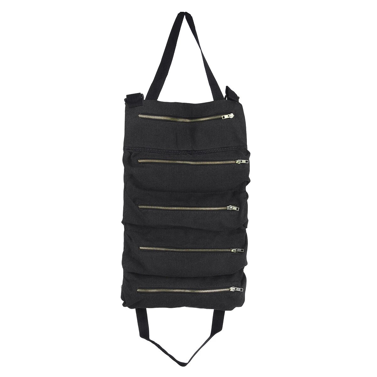 Car Seat Back Tool Bag Organizer Roll Up Canvas Pouch Tools Carrier Storage Bag Hanging Tool Zipper Carrier Tote: Black